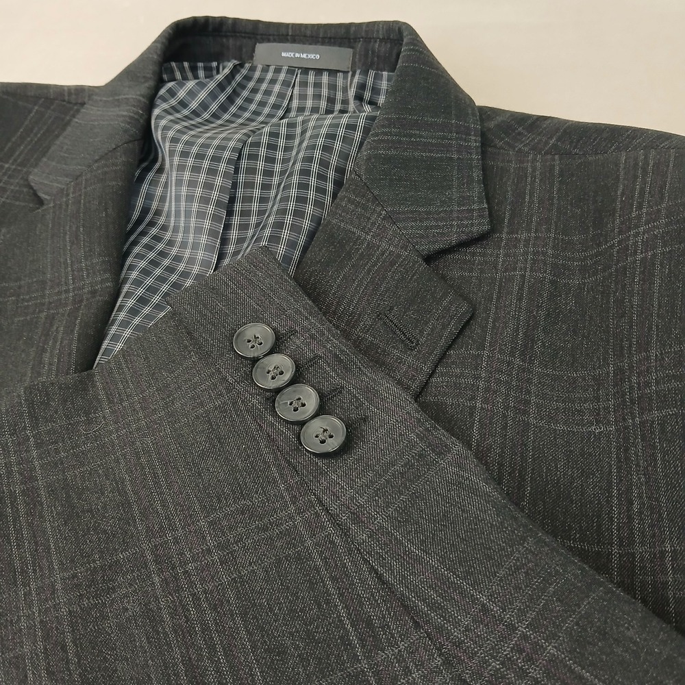 Joseph Abboud 48R Mens Blazer Jacket Gray Plaid Purple 24x31
